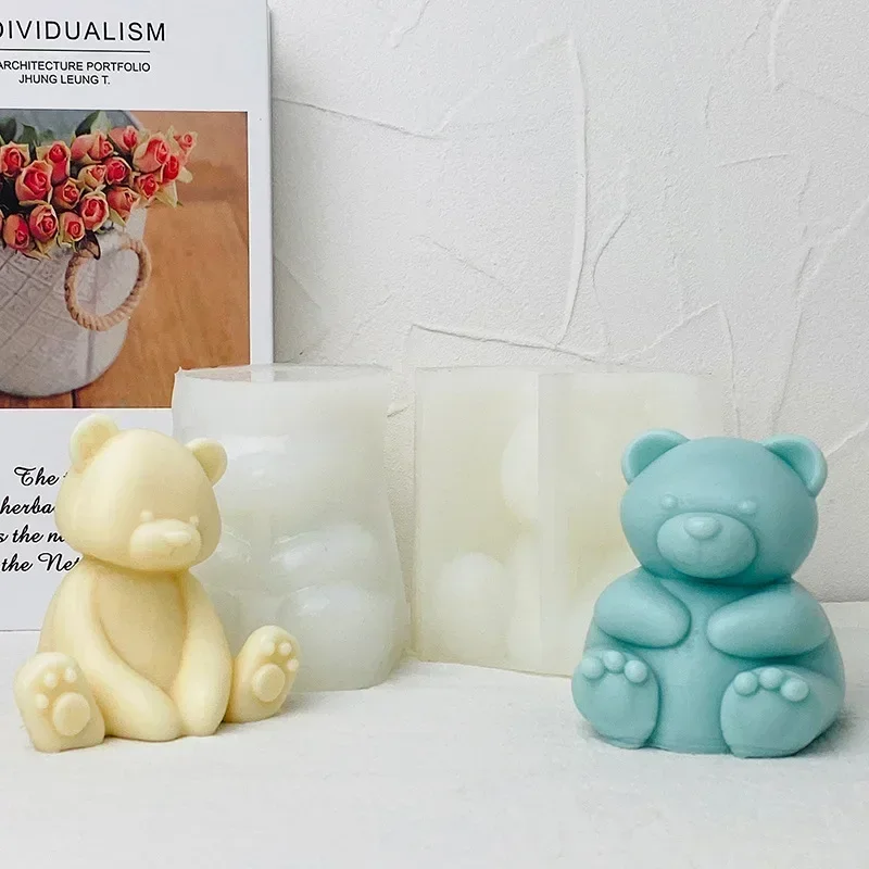 Large Bear Silicone Candle Mold 3d Seated Bear Aromatherapy