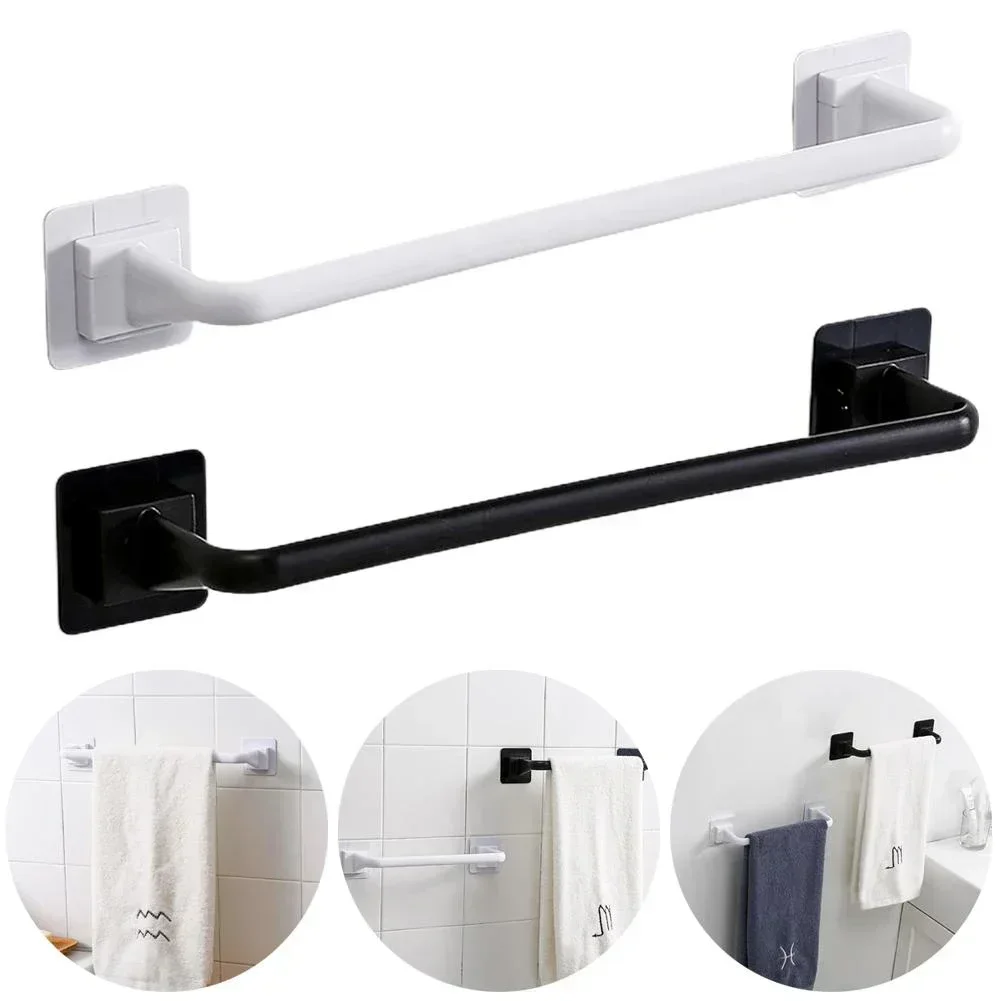 Hot Bathroom Towel Rack Self-Adhesive Towel Bar Stick On Wall Bath Holder Rail Rack Bathroom Accessories
