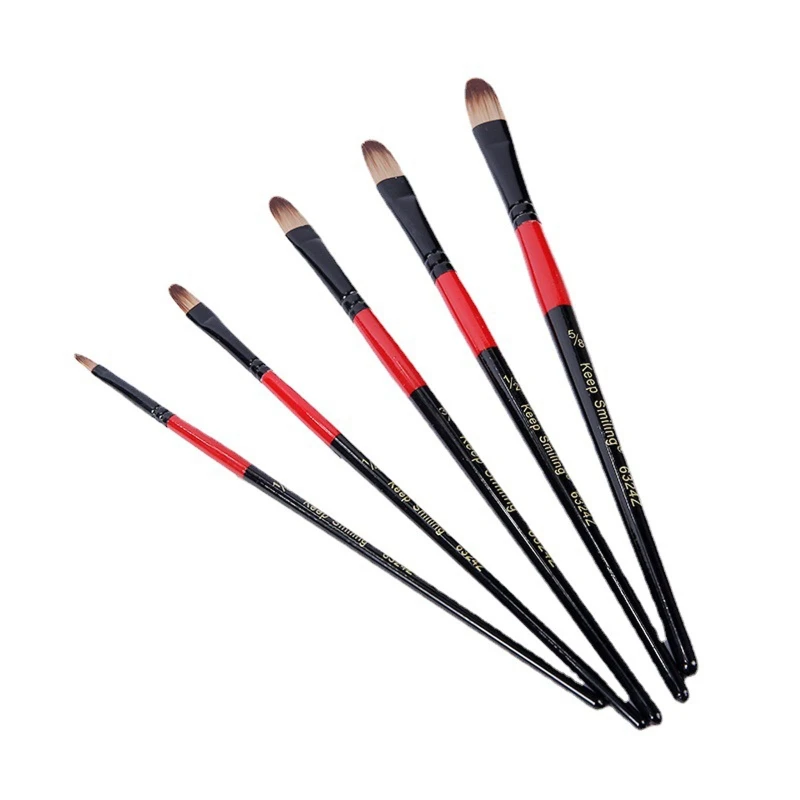 5 Pcs Paint Brush Set Nylon Hair Watercolor Brushes Round Pointed Tip Paintbrushes Professional Painting