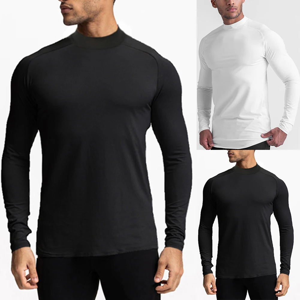 

Mens Turtleneck Pullover Shirt Long Sleeve Jumper Tops Warm Thermal Underwear Casual Fit T-Shirt Breathable Slim Sports Tee Top