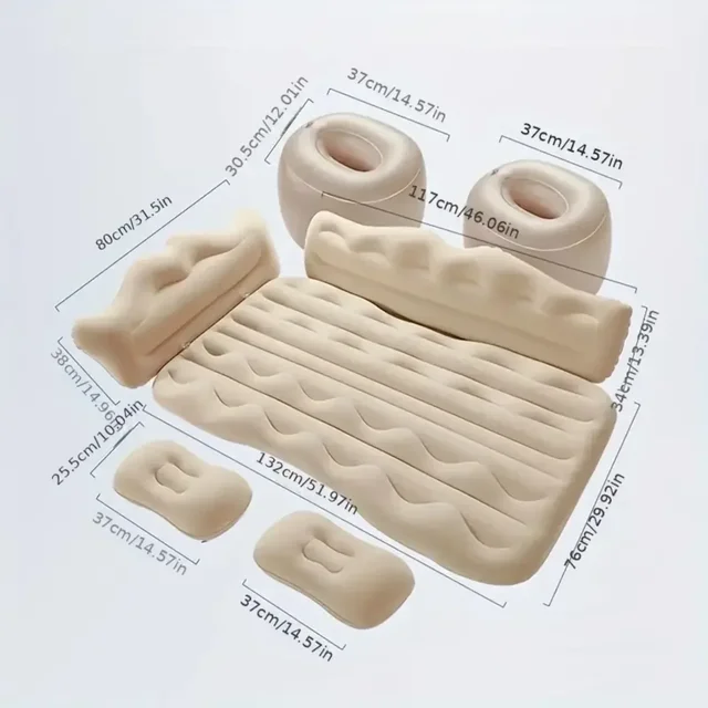 Inflatable Air Mattress Flocking Portable Foldable Thickened Backseat Air Mattress for SUV Car Outdoor Mattress with Air Pump 2