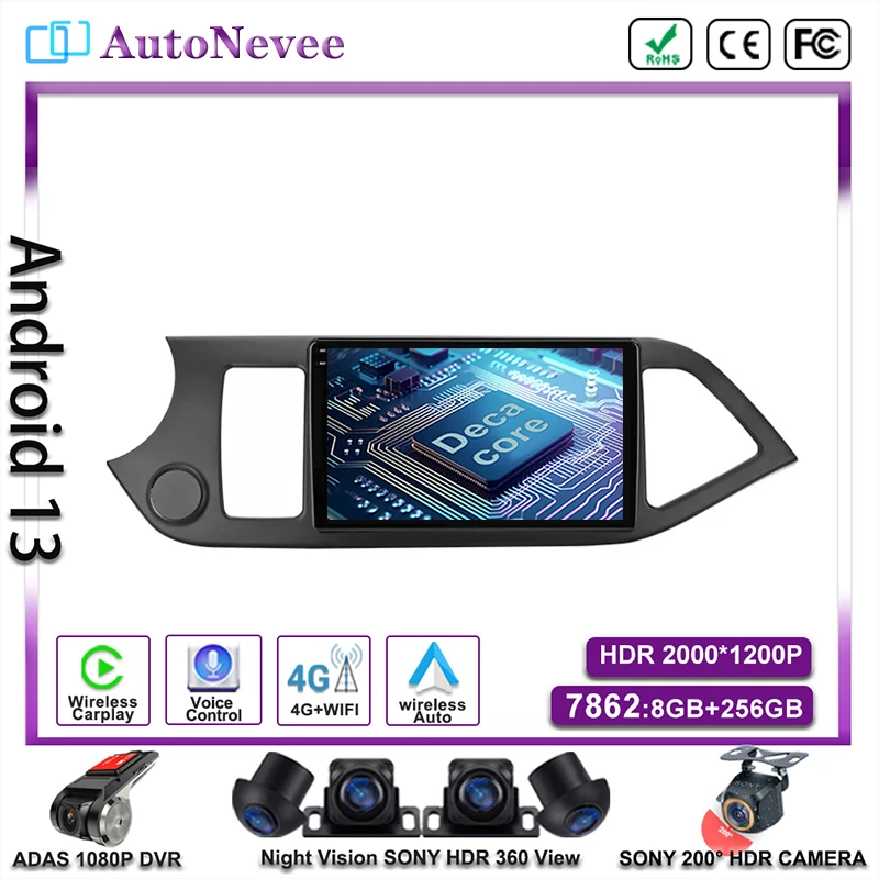 

Автомагнитола на Android для KIA PICANTO Morning 2011-2016, автомобильный радиоплеер на Android, Стерео Авторадио, навигация, видео, GPS, HDR, QLED, ЦП