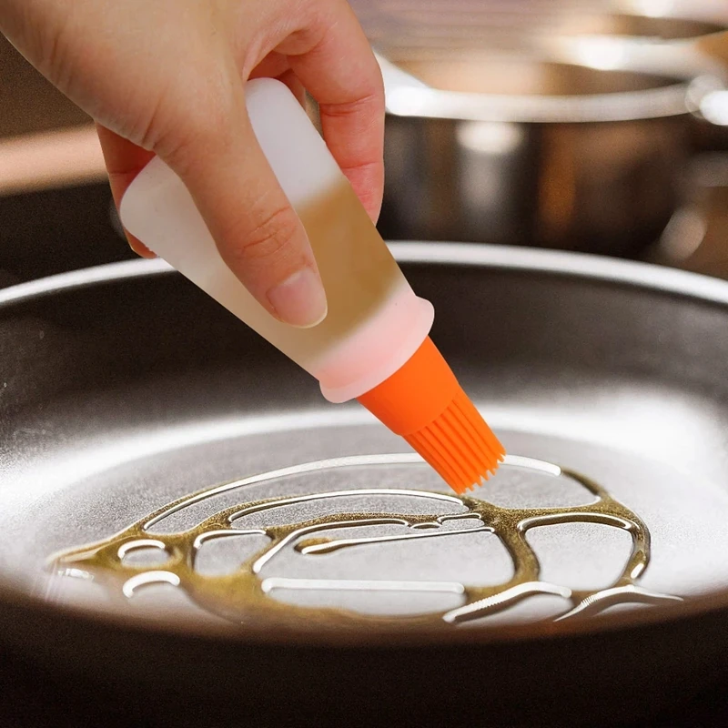 Barbecue Oil Brush Oil Bottle With Brush Silicone Portable Dispenser For Kitchen BBQ Baking Cooking Tool Accessories Gadgets
