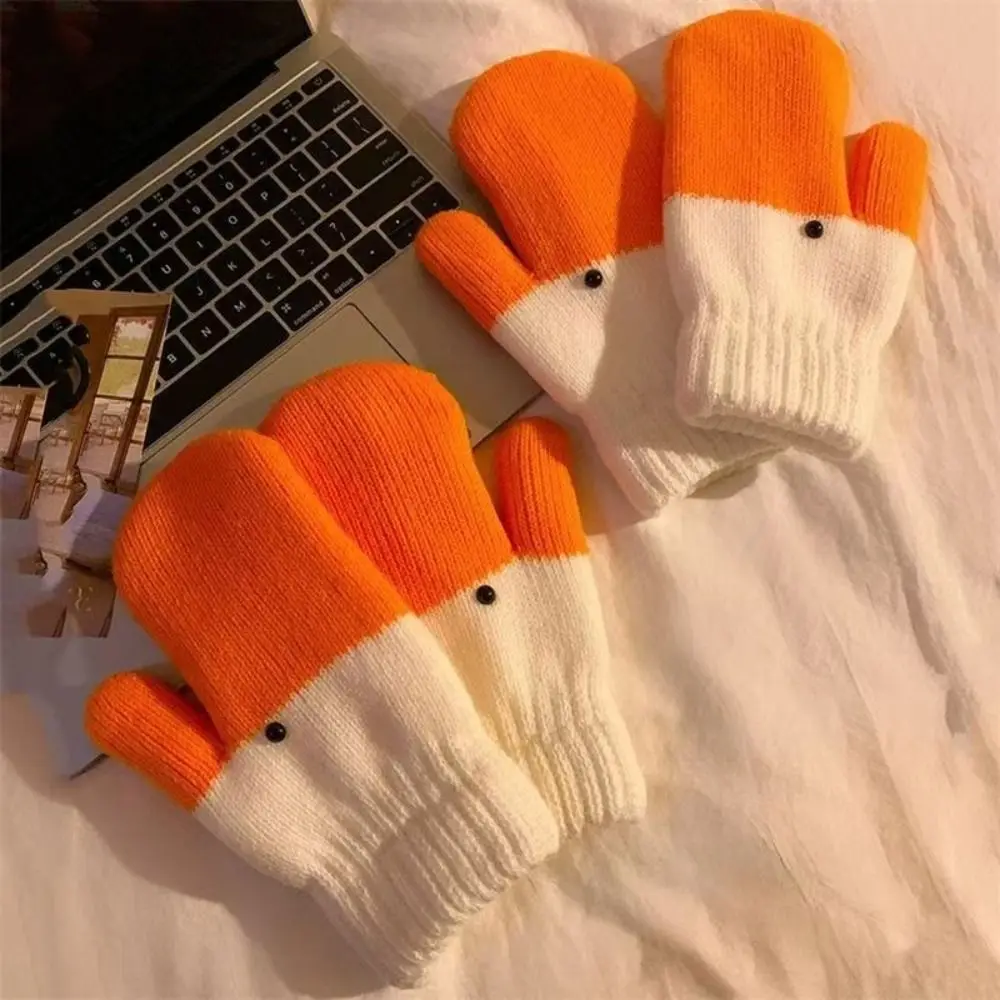 Big Goose Shape Mitten Gloves with Thickened Fleece to Keep Warm Women's Gloves Cold Protection Finger-separated Gloves
