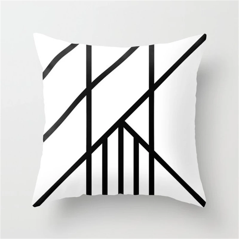 2022 Black White Geometric Creative Print Cushion Cover Sofa Decoration Pillow Cover Comfortable Simple INS Home Decor 45x45CM 