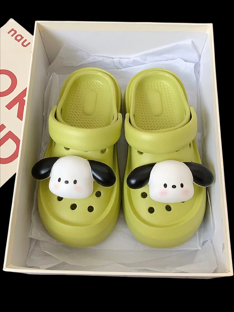 Summer Sandals Man Women Garden Shoes Cute Dog Parent-child Hole Shoes Summer Height Increase Anti Slip Wearing EVA Slippers