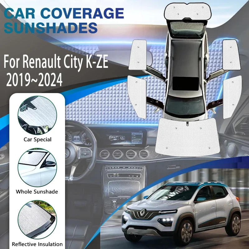 

Full Covers Sunshades For Renault City K-ZE SUV 2019-2024 Summer Sunproof Shade Covers Window Visors Windshield Car Accessories