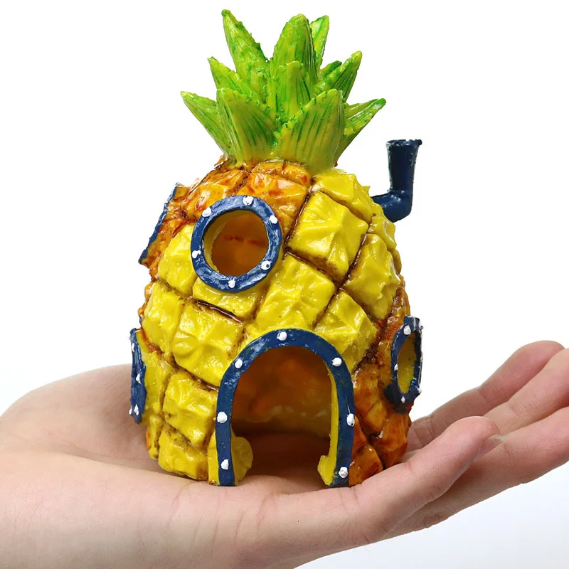 Underwater Comic Plants Pineapple House Fish Hiding Play Home Shrimp Nest Fish Tank Decor Aquarium Decoration