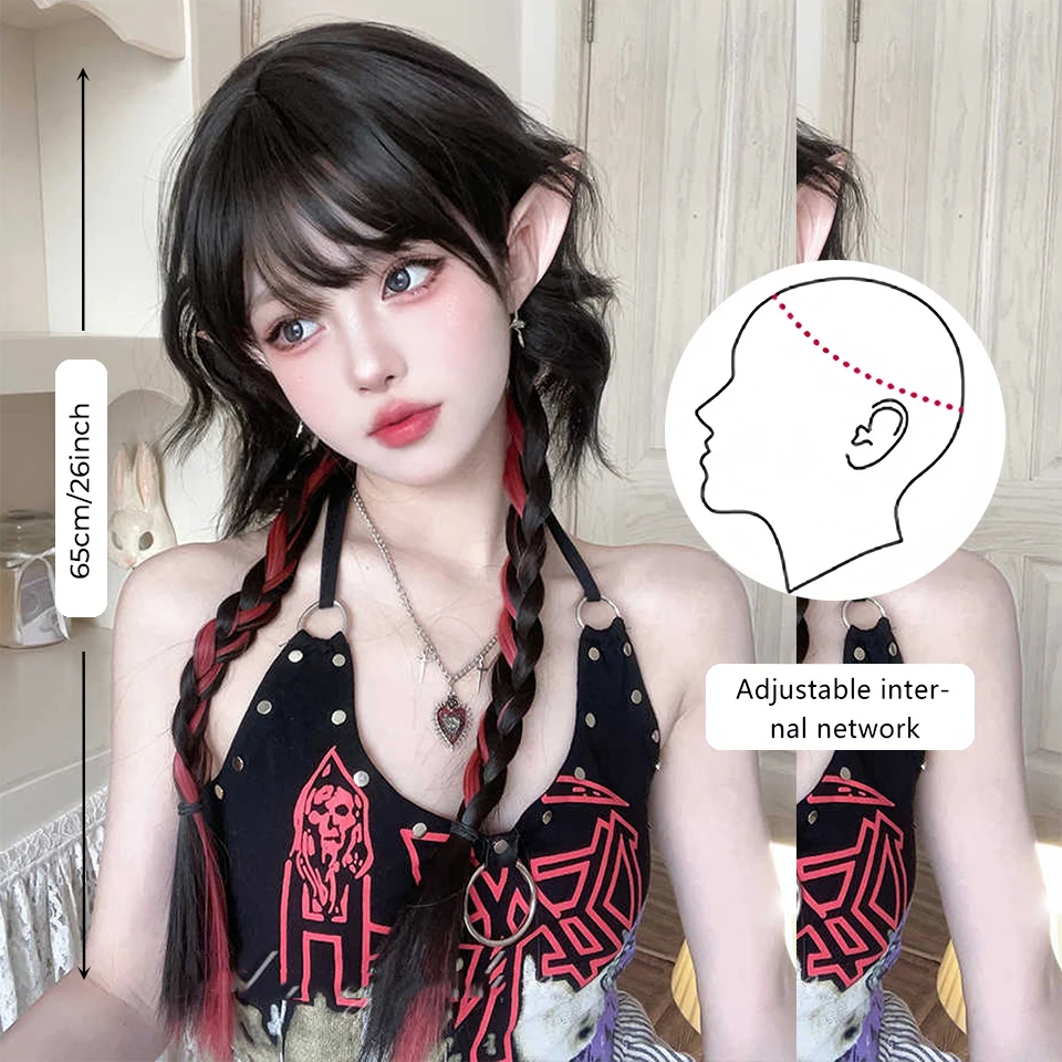 Synthetic Long Curly Wave Pink Purple Wig for Women