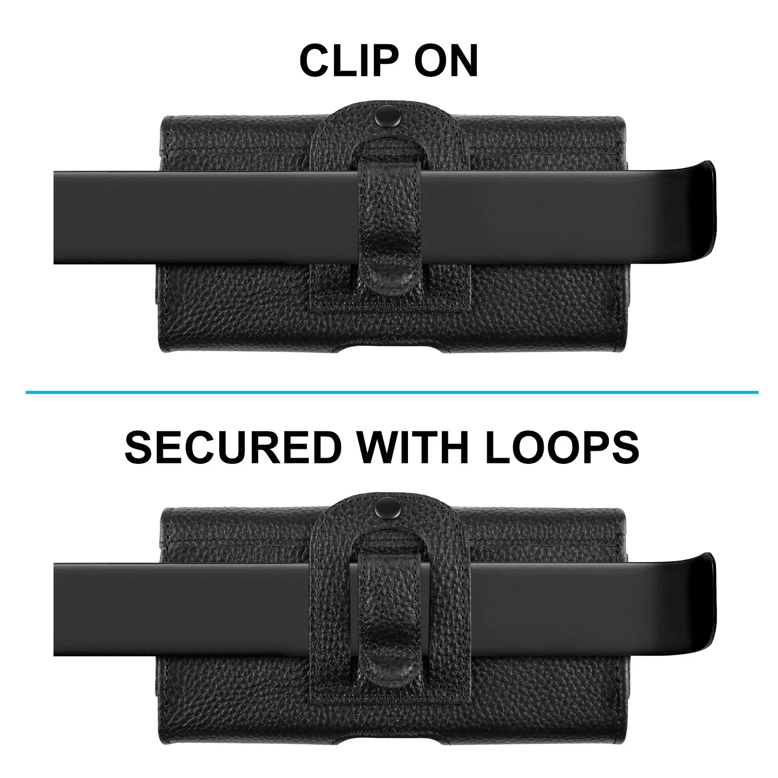4.7-6.8 인치 전화 홀스터 케이스  가죽 전화 벨트 클립 파우치 허리 가로 가방 아이폰 15 삼성 갤럭시 S23 5G