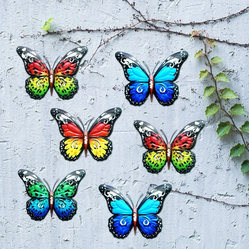 Butterfly Lizard Metal Animal Wall Decor Art Craft Sculpture Hang Indoor Outdoor for Home Garden Office Landscape Decoration animal ornaments metal wall decor metal butterfly ornaments
