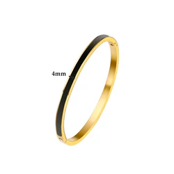 CARLIDANA Luxury Colorful Orange Enamel Bracelet for Women - Fashionable Party Jewelry Gift in Stainless Steel (4mm Black)