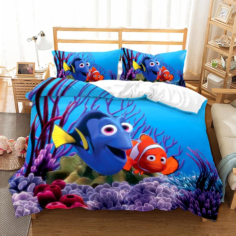 thumbnail image 1 of Disney-Juego de funda nórdica de dibujos animados, edredón con funda de almohada, juego de cama 3D, Ocean Life, Dory Marlin, Finding Nemo, 1 of 5