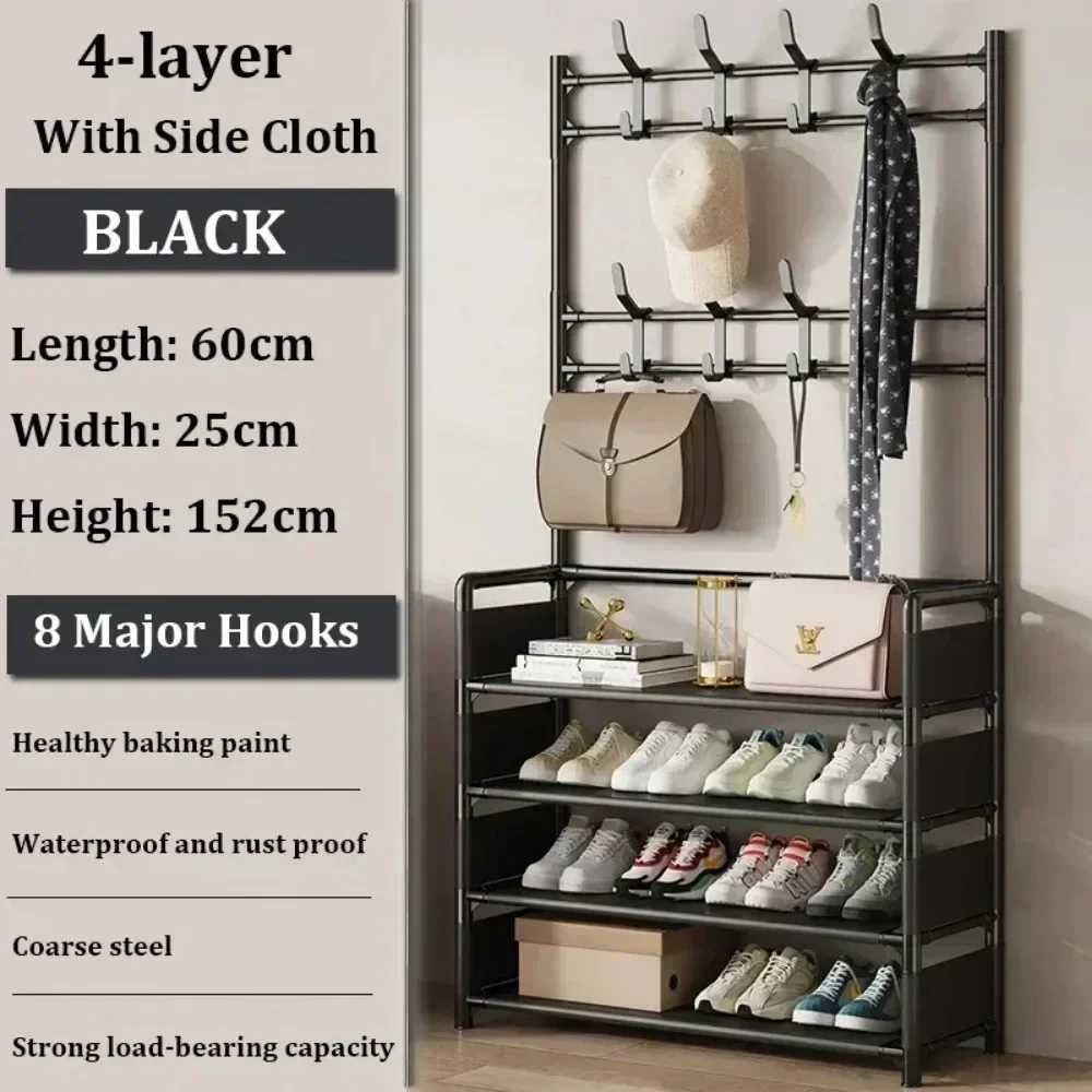 Handy Clothes Hanger Multi-Layer Shoe Rack Shelf Floor Standing Coat Racks Assemble Cloth Storage Hooks Sneakers Organizer