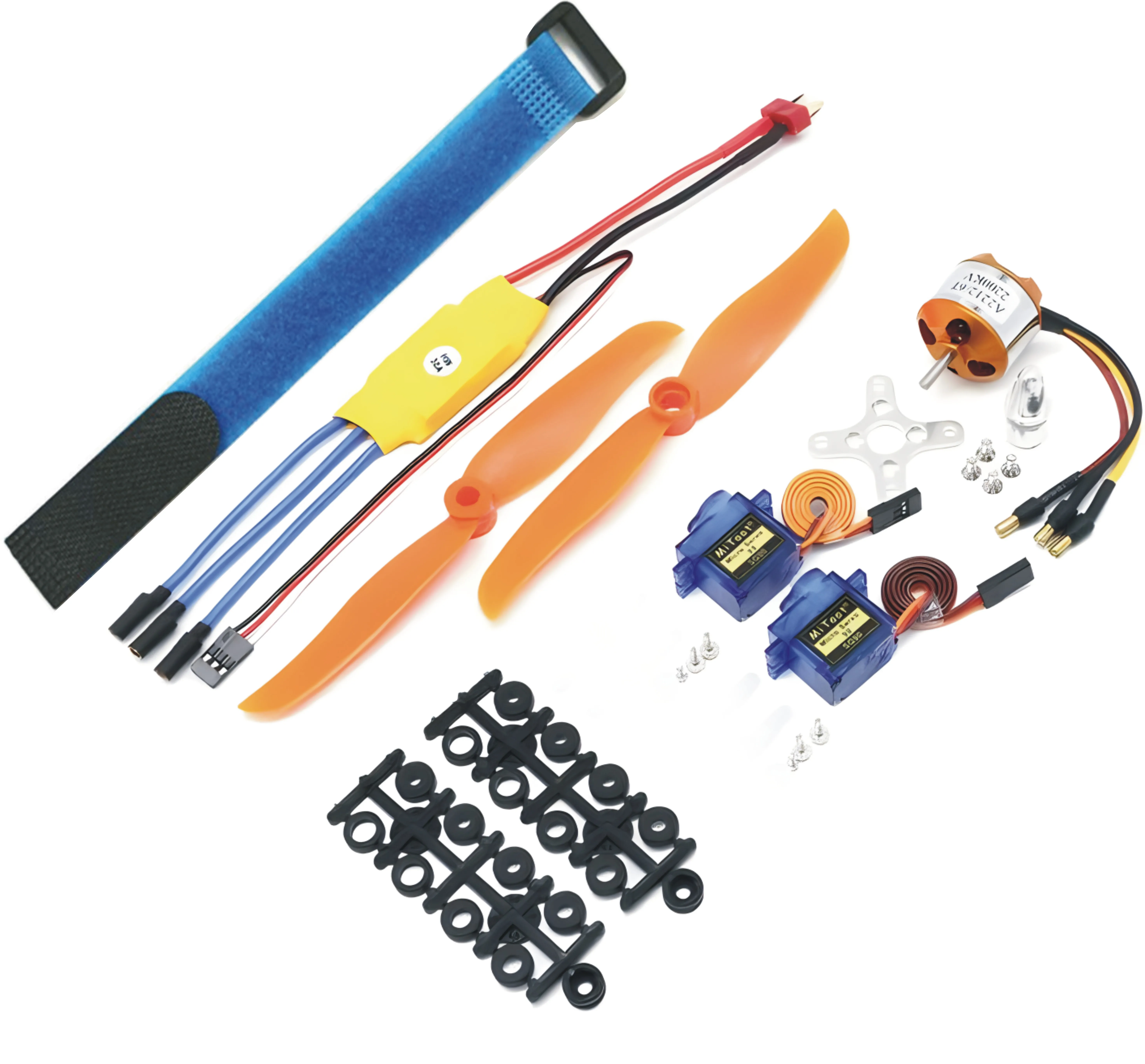 Lot de pièces drone RC : moteur, ESC, hélice, servo SG90