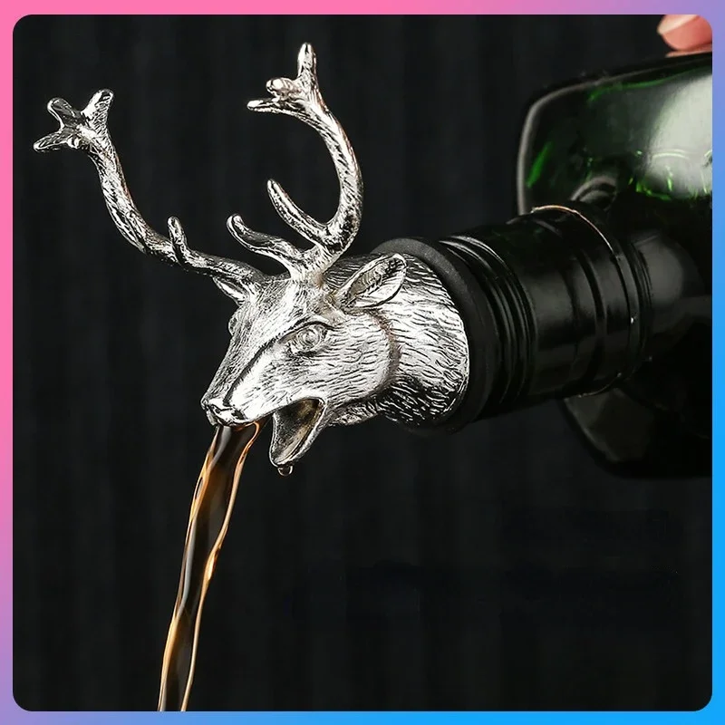 Deer Head Pourer Detachable Oil Wine BottlePourer Cap Spout Stopper Mouth Dispenser Bartender Kitchen Tools Bar Accessories Liquor Pourers Wine Bottle Stoppers Wine Pourers Wine Accessories Liquor Dispenser