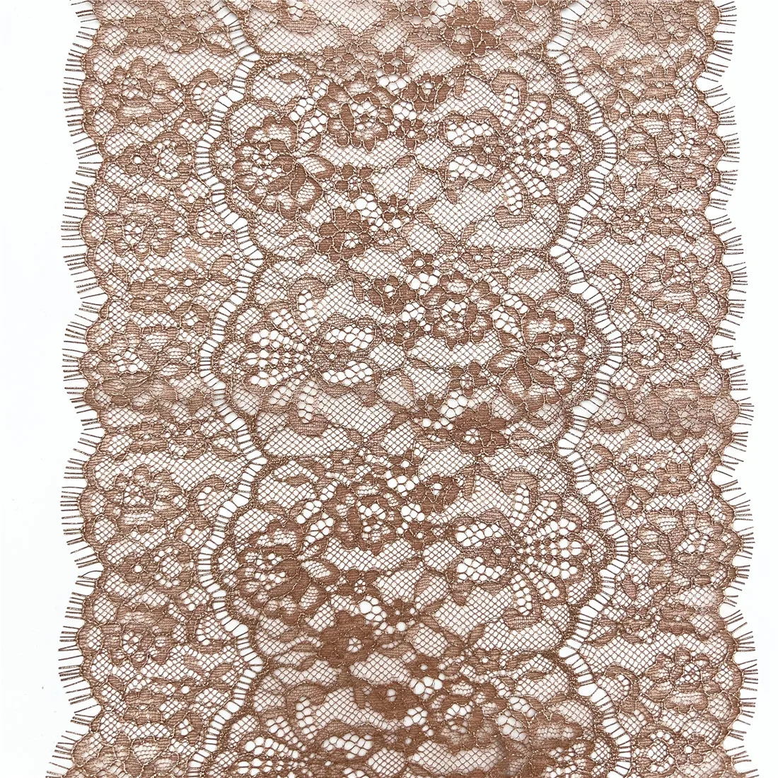 3M/lot 24cm Brown With Foil Eyelash Lace Fabric DIY Crafts Sewing 5