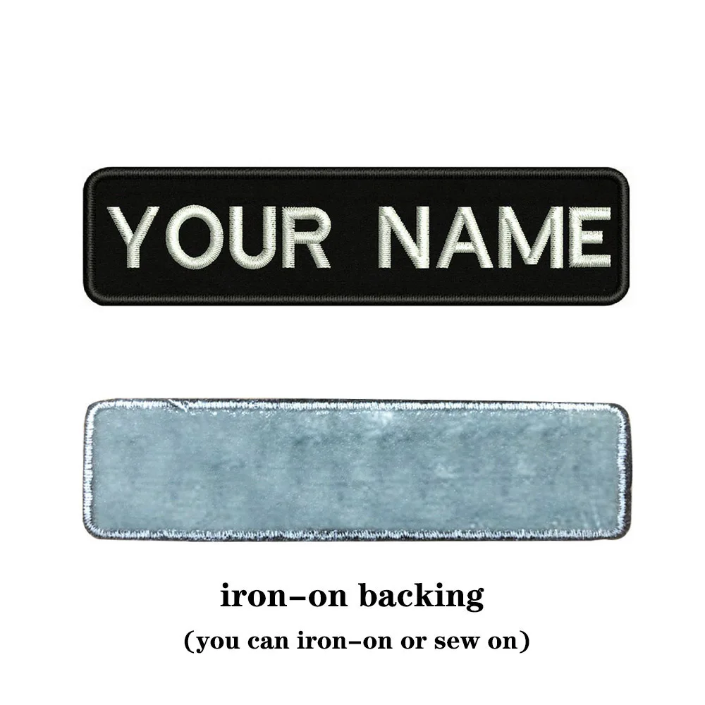Embroidery Custom Name Text Patches Stripes Iron On Badge 10X2.5cm embroidered patches