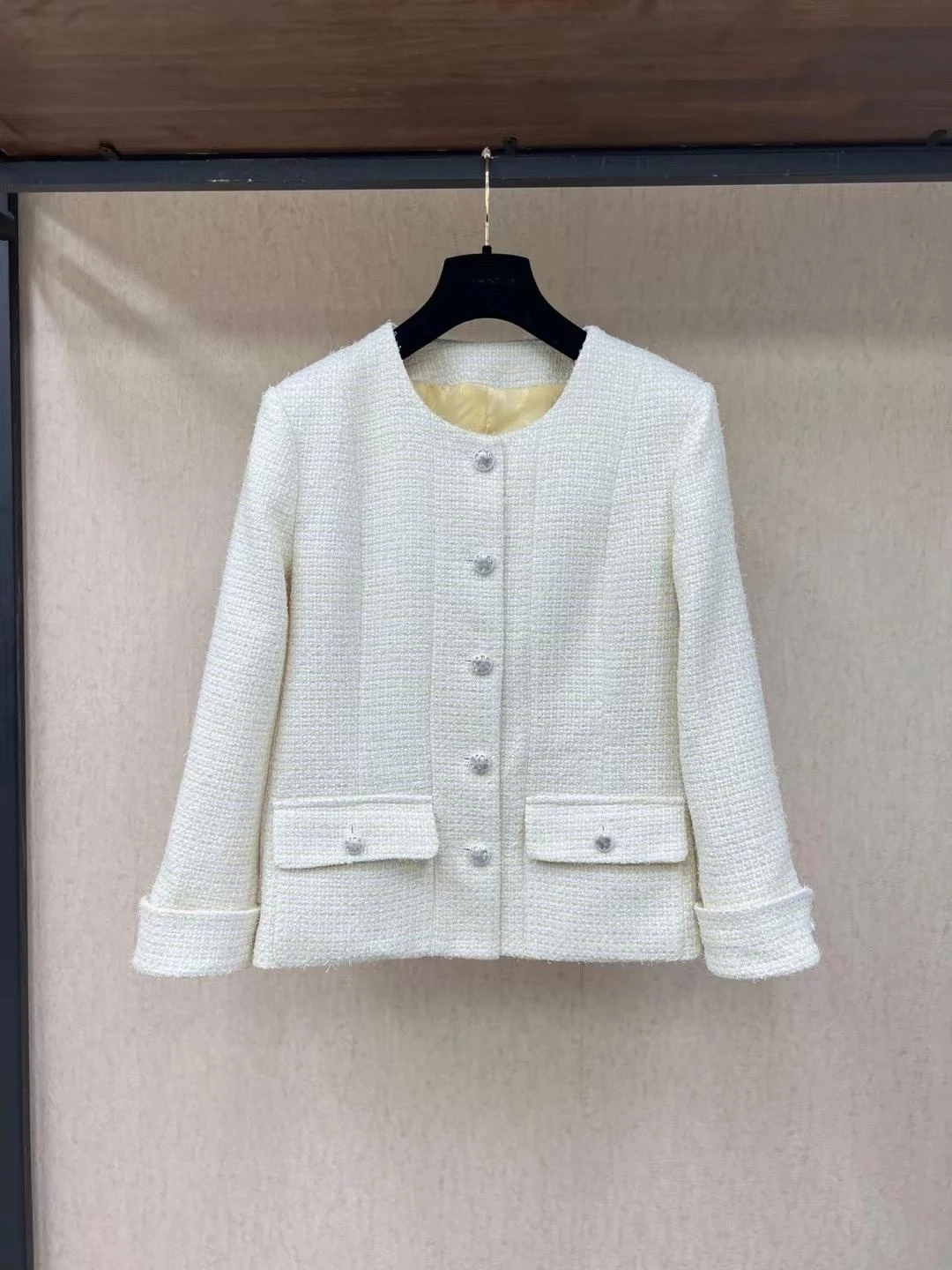 

Brand New 2023 Autumn Spring Fashion Women High Quality Elegant O-neck Tweed Coat C014