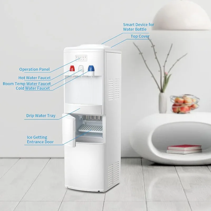 Antarctic Star 2-in-1 Water Cooler Dispenser with Built-in Ice Maker, Freestanding Hot Cold Top Loading Water Dispenser 2
