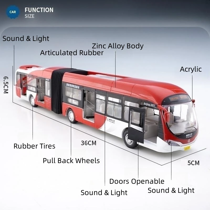 1/32 Körüklü Otobüs Diecast Model Araba
