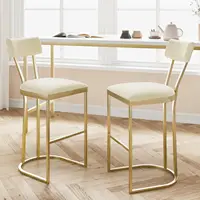 2Pcs Counter Height Bar Stools Set with Back Metal Frame & Upholstered Seat Tall Barstools for Kitchen Island, Home Dining Room
