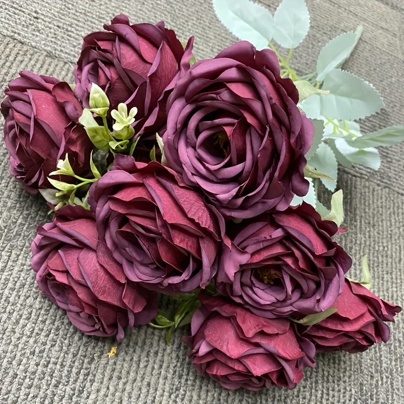 Elegant 9-Head Rose Bouquet for Wedding Decor or Photography Props