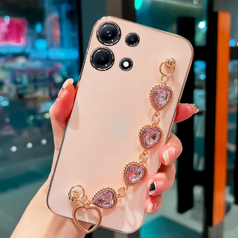 For Diamond Bracelet Chain Silicone Case for Infinix Note30 4G 2023 Coque Cover Note 30 Pro VIP_voghion.com