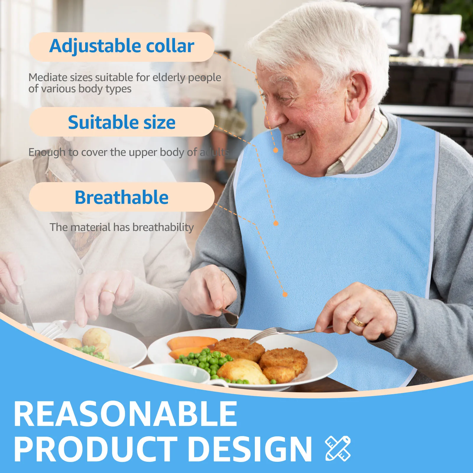 Soft Polyester Adjustable Adult Feeding Bibs