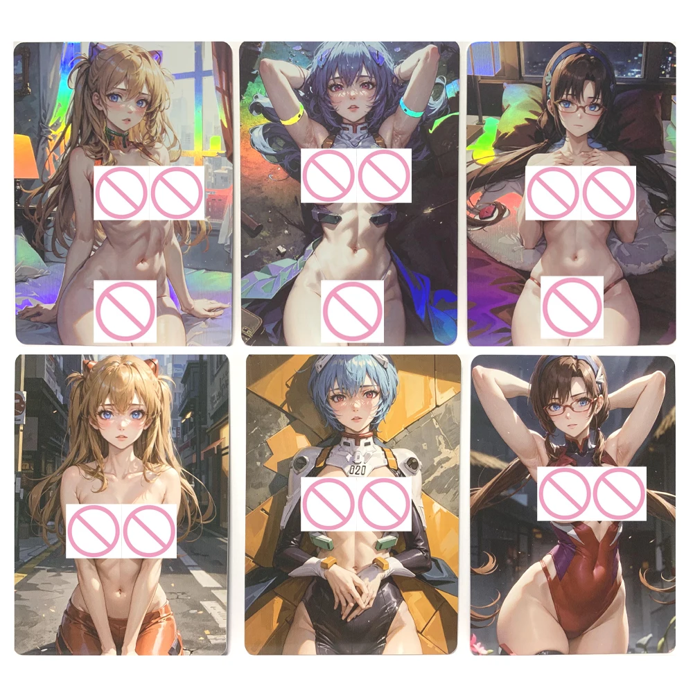 

3Pcs/set EVA Sexy Nude Card Asuka Langley Soryu Ayanami Rei Anime Collection Card Refractive Color Flash Big Chested Beauty Gift