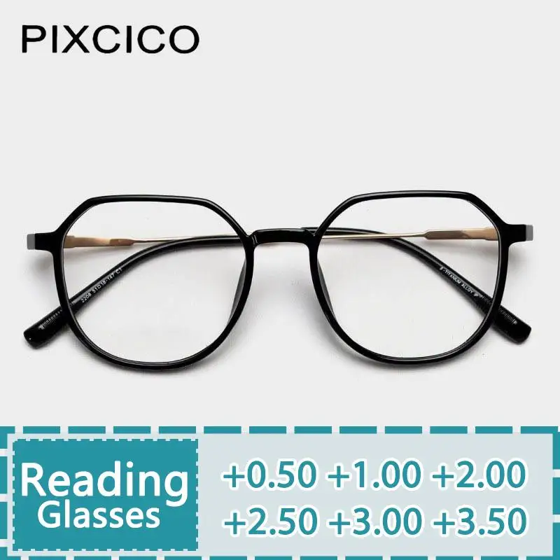 

R56431 Retro Round Adult Reading Glasses +1.00 +1.50 +2.00 Metal Elastic Leg Frame Presbyopia Glasses Available with Glasses