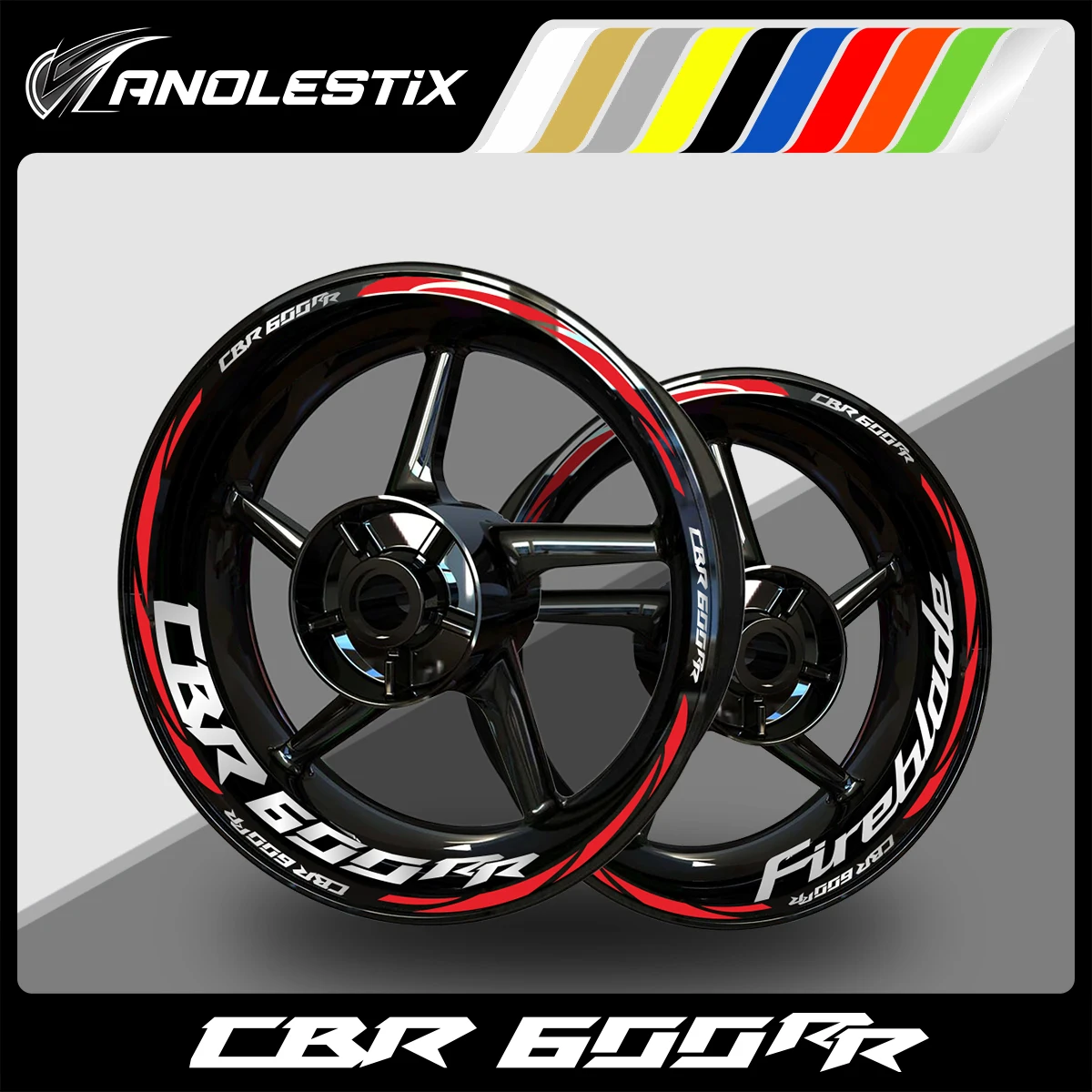 AnoleStix Reflective Motorcycle Wheel Sticker Hub Decal Rim Stripe Tape For Honda CBR 600RR 2017 2018 2019 2020 2021 2022