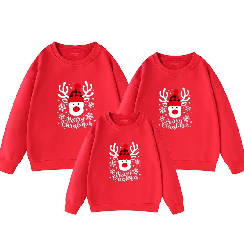 Camisetas navideñas de invierno para madre e hija, camisetas con estampado de dibujos animados, conjuntos familiares a juego, sudaderas para padre e hijo, ropa para parejas, pulóveres