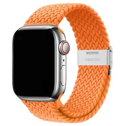 Braided Nylon Strap for Apple Watch - Vibrant and Durable Bracelet (AMS Orange)