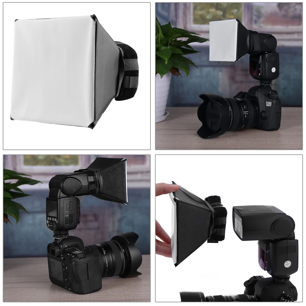 플래시 디퓨저 리플렉터 소프트박스 125x100mm DSLR 사진 플래시 디퓨저 라이트 소프트 박스 니콘용 캐논용 범용 액세서리