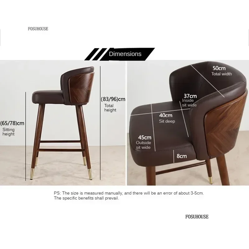 Italian Minimalist Bar Stools for Small Apartment High Kitchen Stools High-end Designer Backrest Bar Chairs Home Furniture