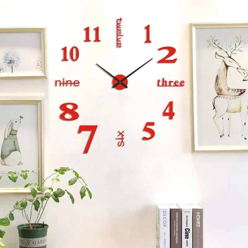 Large 3D Number Wall Clock 2