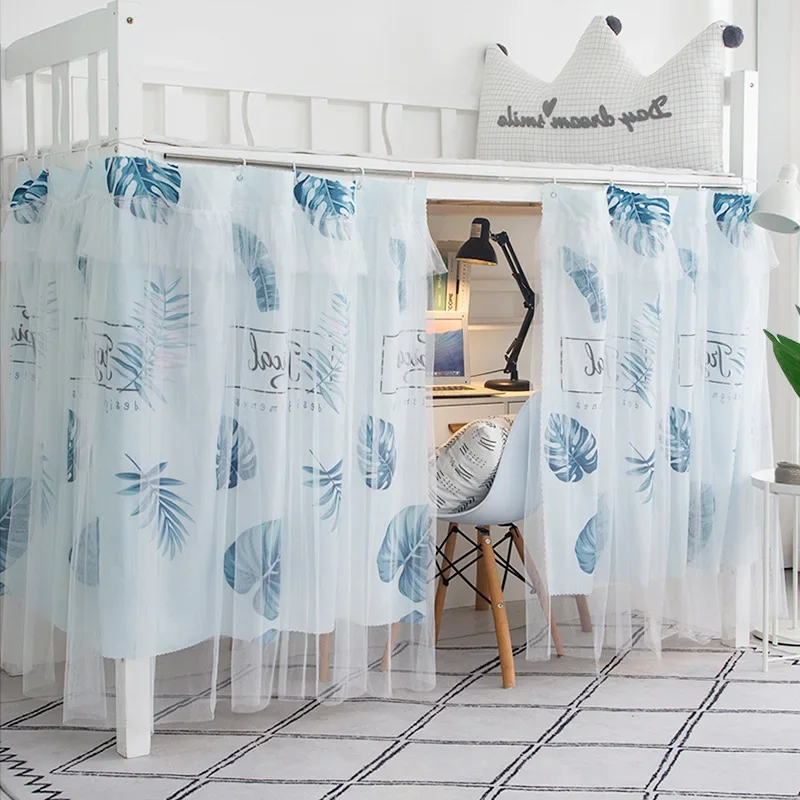 Dormitory Bed Curtain Student Dormitory Single Upper and Lower Bunk Bed Surround Blackout Curtain Decor, Mosquito Net Two pieces