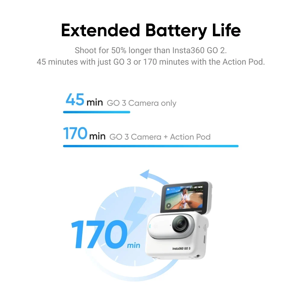 Insta360 GO3 미니 액션 카메라, 10m 방수 소형 마이크로 안정화 액션 카메라, 브이로그 카메라, 32G, 64GB, 128G