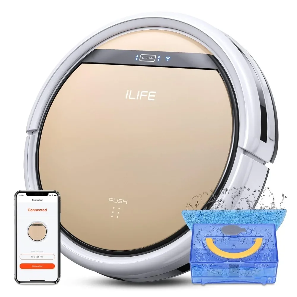 

ILIFE V5s Plus Robot Vacuum and Mop Combo, Works with 2.4G WiFi, Alexa/App/Remote Control Automatic Self-Charging Robotic Vacuum