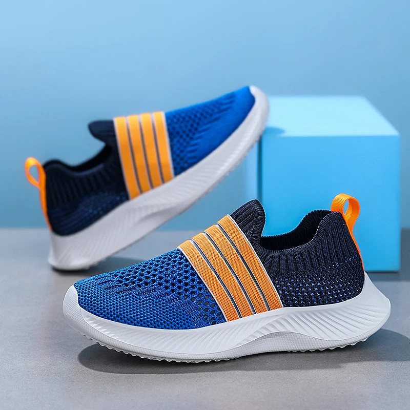 

New Fashion Blue Summer Running Shoes for Children Breathable Mesh Sneakers Kids Slip-on Sports Shoes Boys 2024 Zapatillas Niño