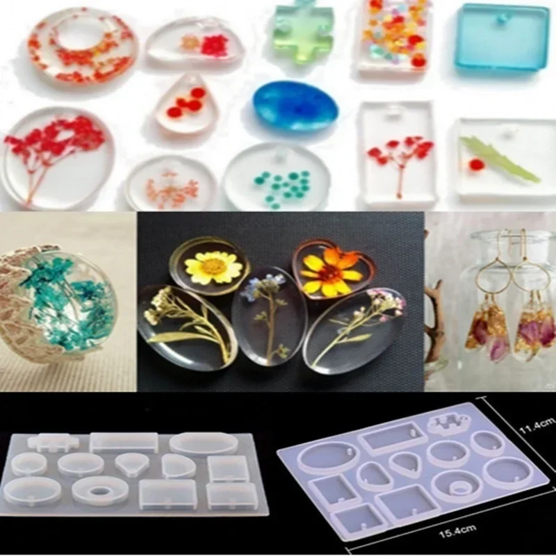 

New 12 Designs Cabochon Silicone Mold Necklace Pendant Resin Jewelry Making Mould DIY Hand Craft