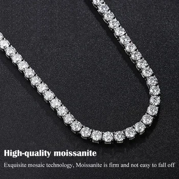 3/4/5mm Real Moissanite Tennis Necklace for Women Men S925 Silver Full Diamond Neck Chains Party Trendy Jewelry Gift 2