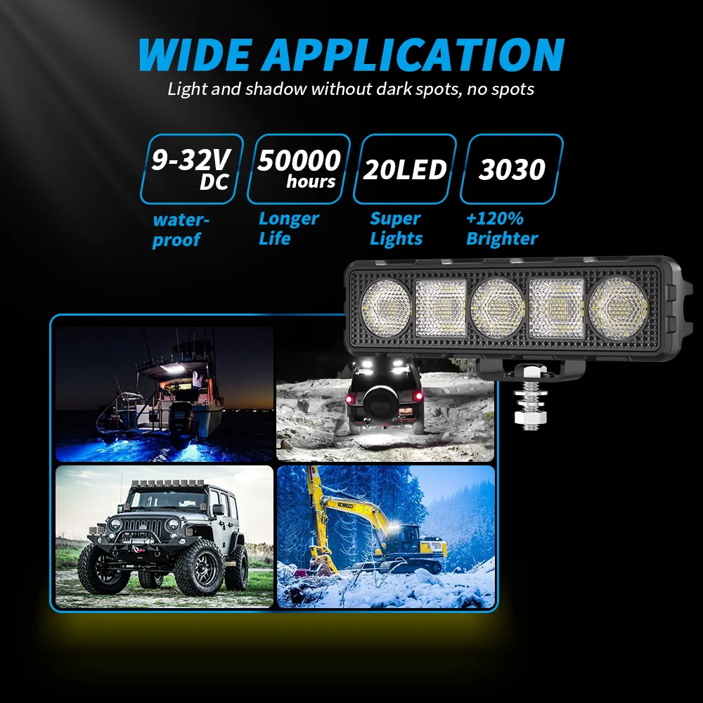 6Inch Work Fog Light Long Range Auxiliary Auto Fog Light Led Light Bar for Moto
