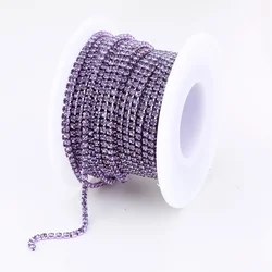 Opal Glass Rhinestone Trim in Pink, Green, and Blue - 1 Yard for DIY Wedding Dress Decoration (Violet)