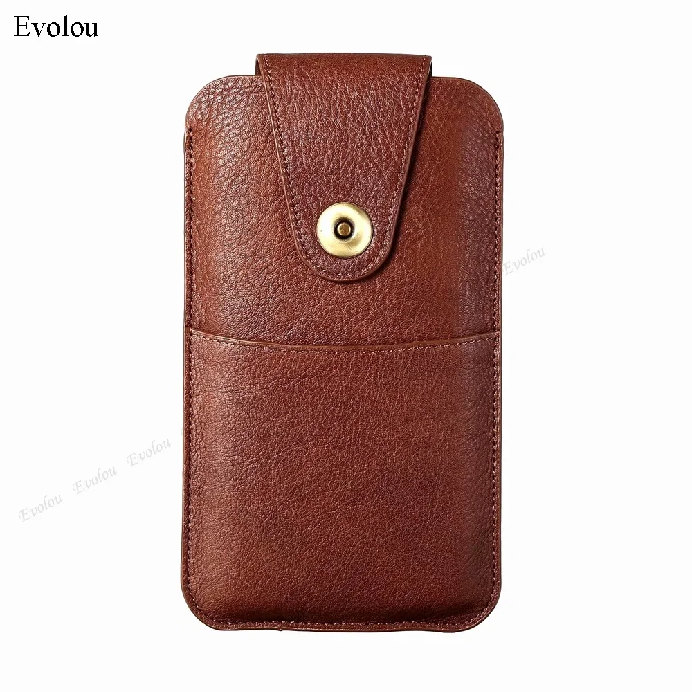 Premium Genuine Leather Phone Pouch with Belt Clip and Flip Cover