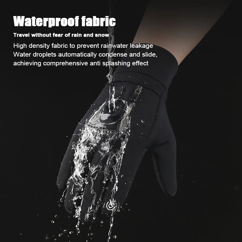 Cycling Gloves Men Padded Warm Long Finger Touch Screen Imitation Lost Buckle Outdoor Winter Ski Windproof