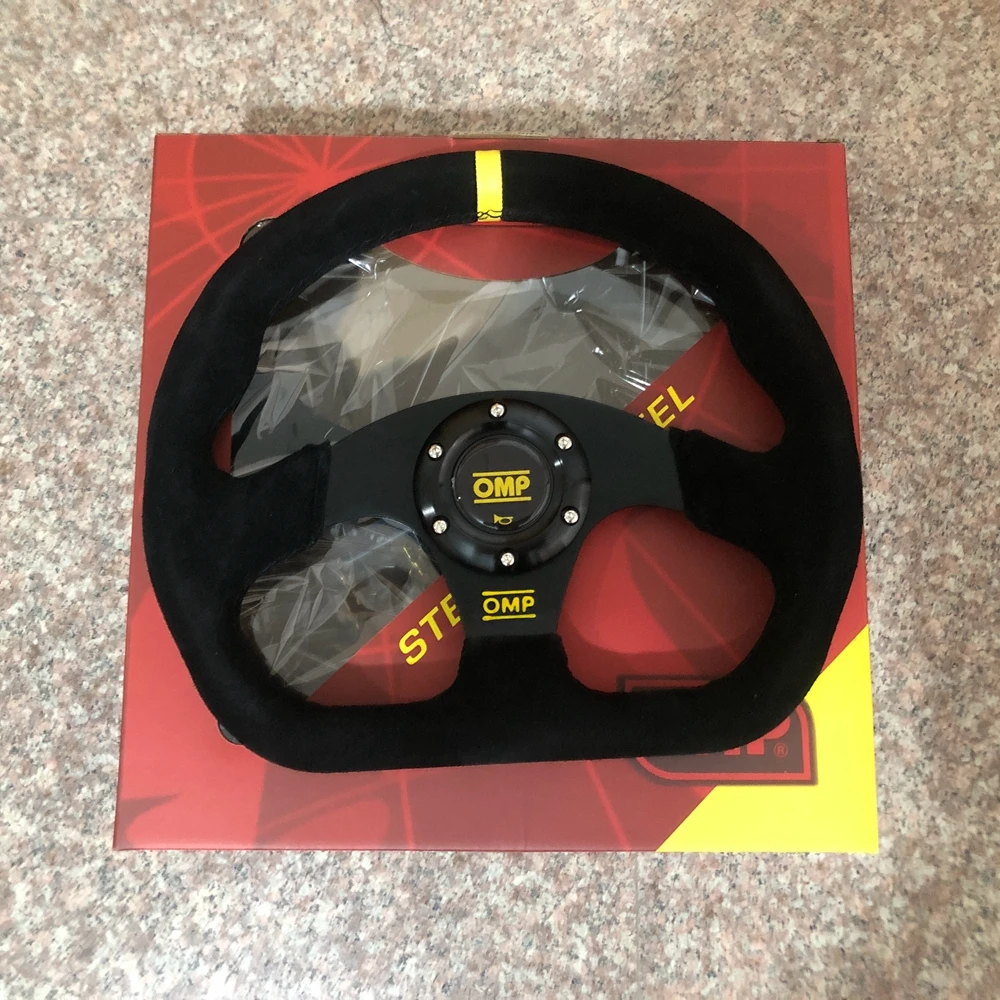 

13Inch JDM D Universal OMP Steering Wheel Racing Car Suede Leather JDM OMP Steering Wheel Volantes For VW HONDA TOYOTA BMW