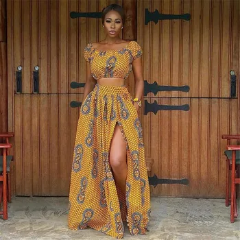 Alternative view of Osas Print Shoulder Off Crop Top and Skirt