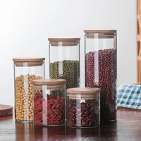 Clear Glass Transparent Glass Food Storage Jar With Lid Tea Coffee Beans Container Snack Nuts Sealed Box Kitchen Organizer 1